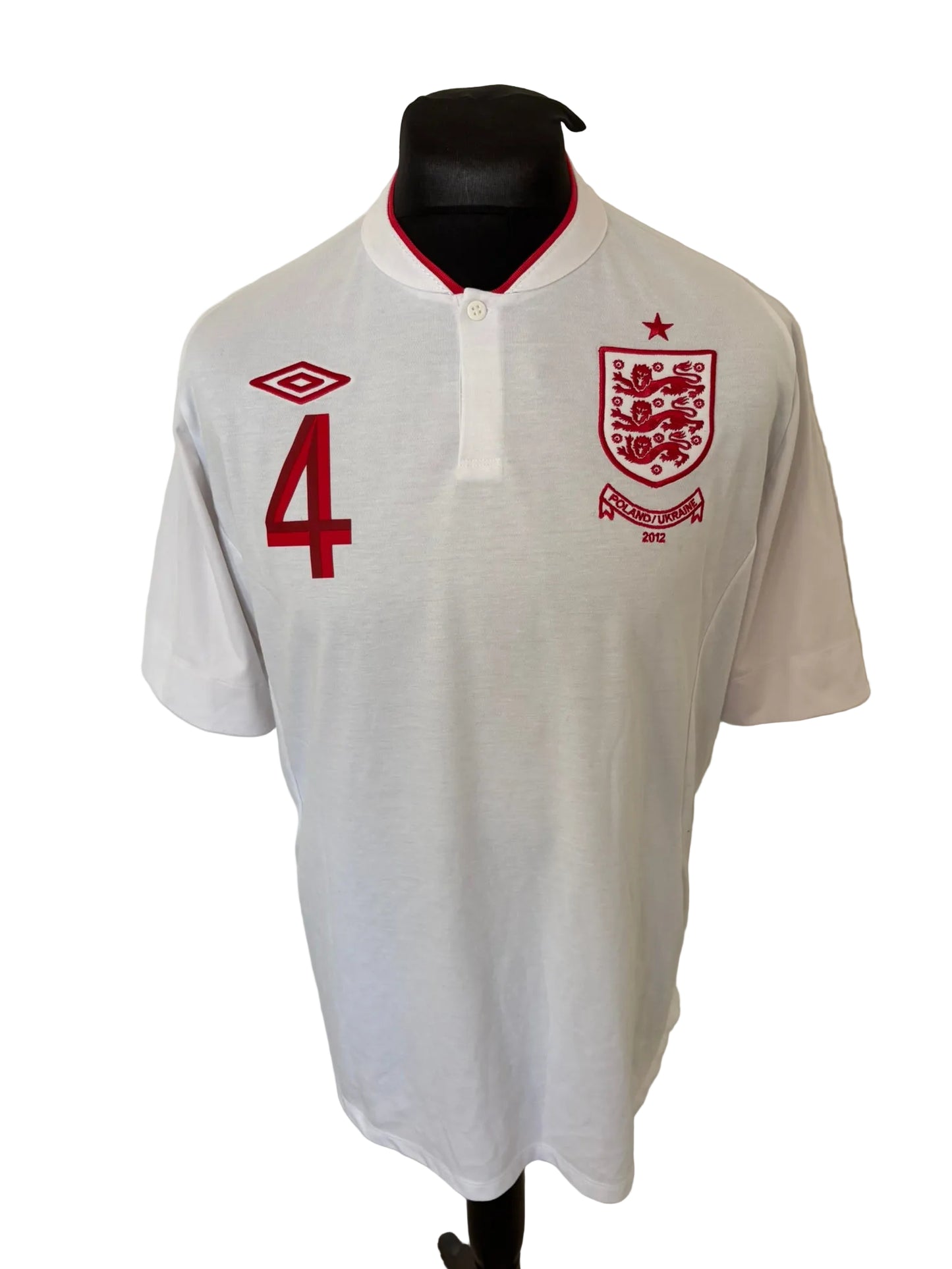 England 2012-13 home football shirt, white, Extra Large, XL, Umbro, Steven Gerrard, front