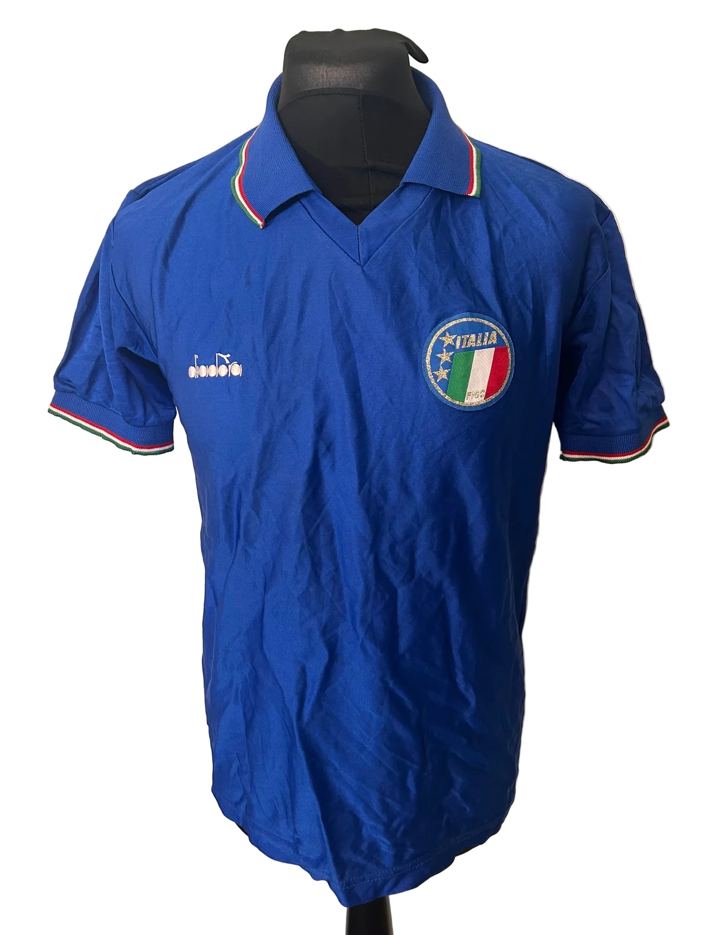 Italy 1986-91 home football shirt, blue, medium, Diadora, front
