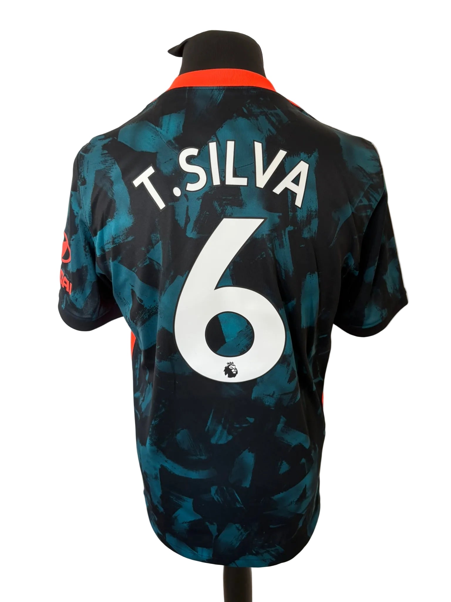 Chelsea 2021-22 third football shirt, green and black, Large, Nike, Thiago Silva, back