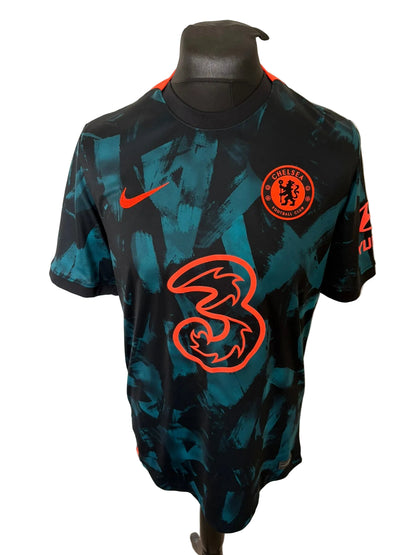 Chelsea 2021-22 third football shirt, green and black, Large, Nike, Thiago Silva, front
