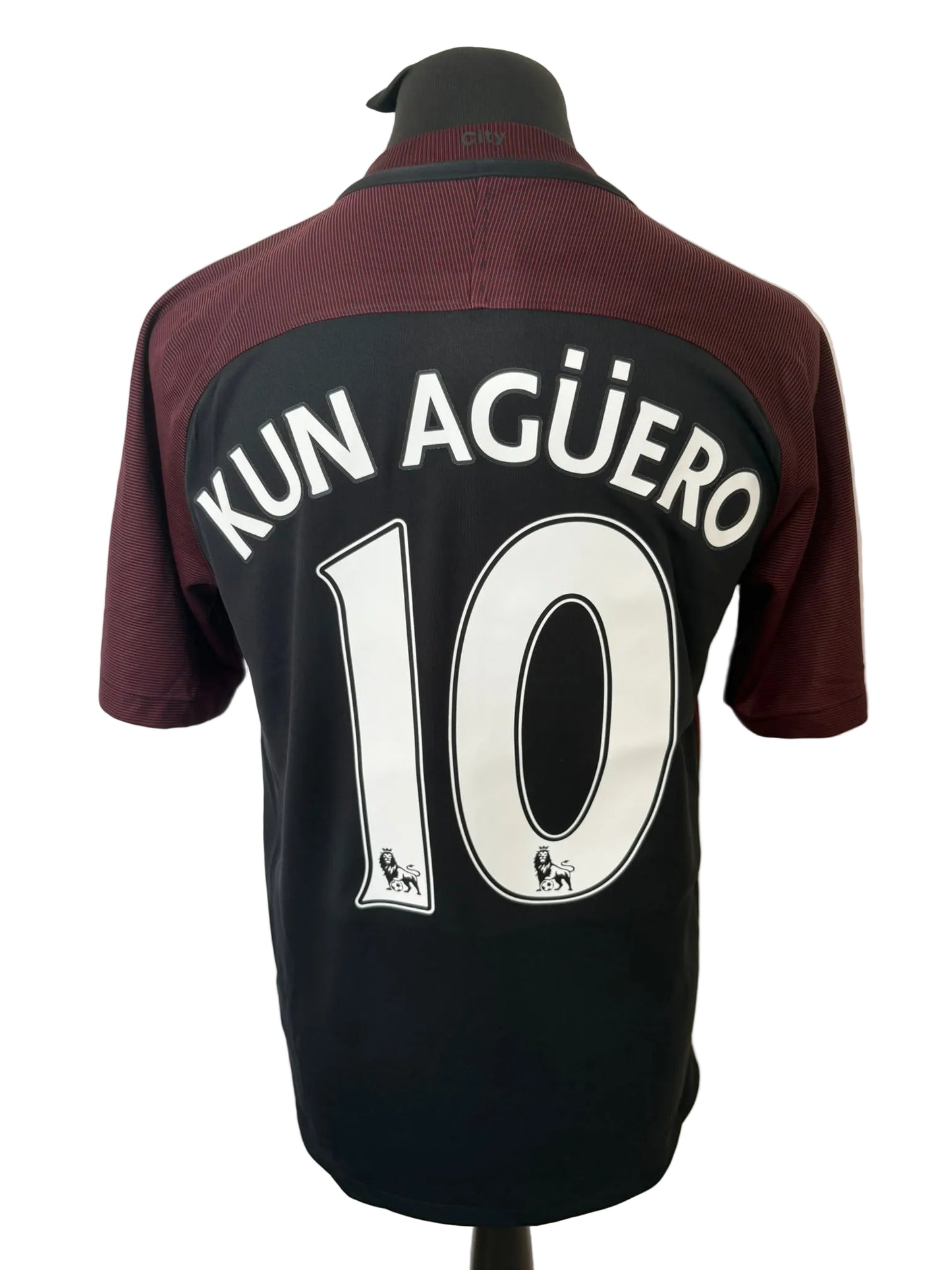 Manchester City 2016-17 away football shirt, black, medium, Nike, Sergio Aguero, back