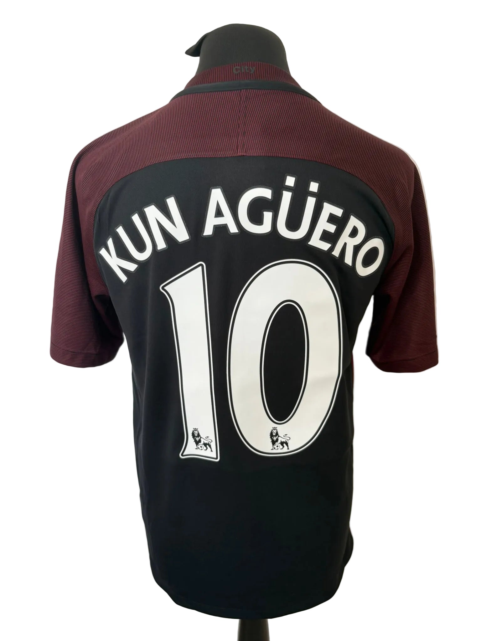 Manchester City 2016-17 away football shirt, black, medium, Nike, Sergio Aguero, back