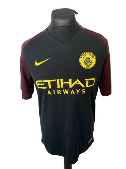Manchester City 2016-17 away football shirt, black, medium, Nike, Sergio Aguero, front