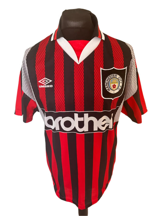 Manchester City 1994-96 Away Football Shirt Large Umbro