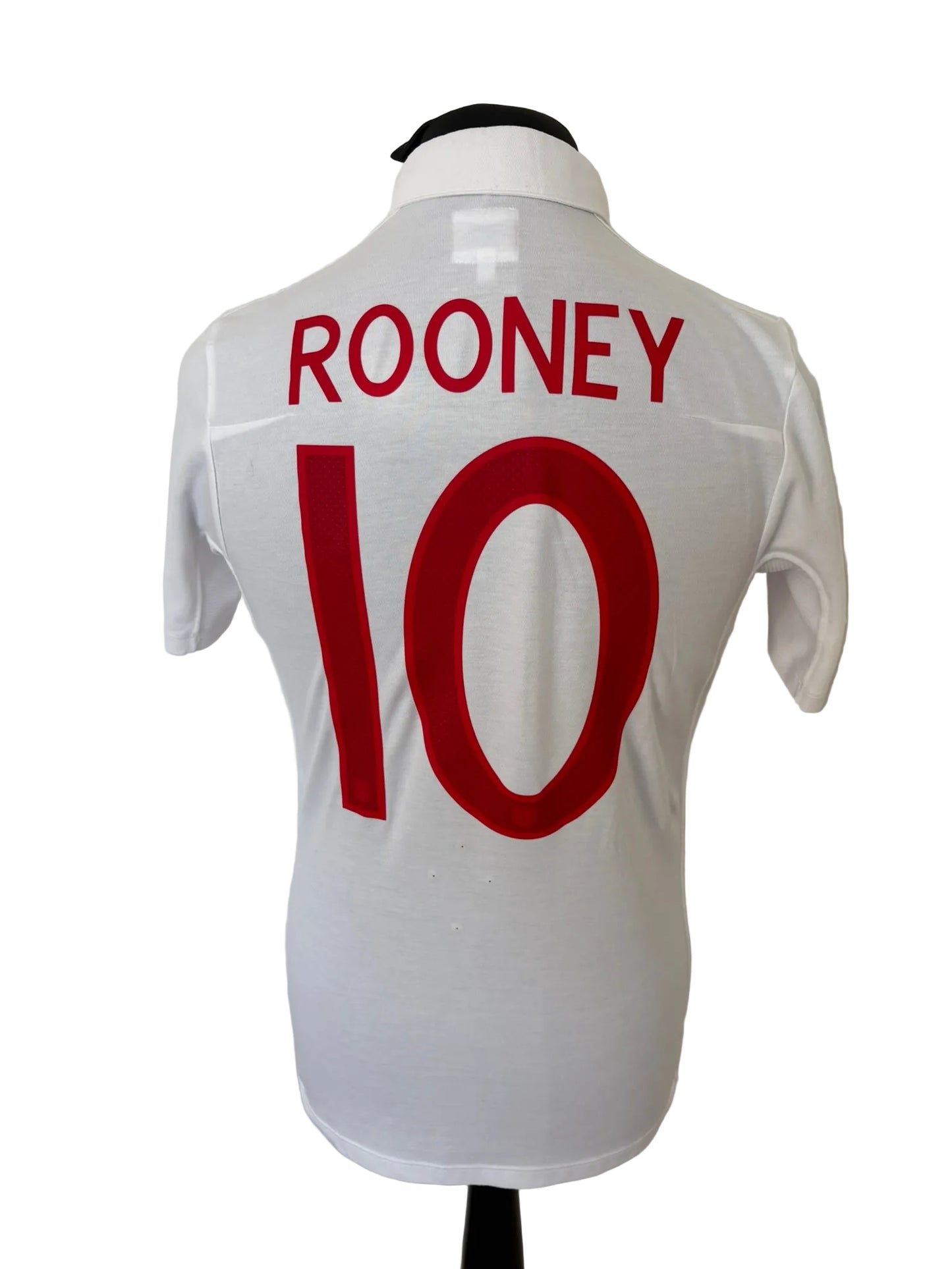 England 2009-10 home football shirt, white, small, Umbro, Wayne Rooney, back
