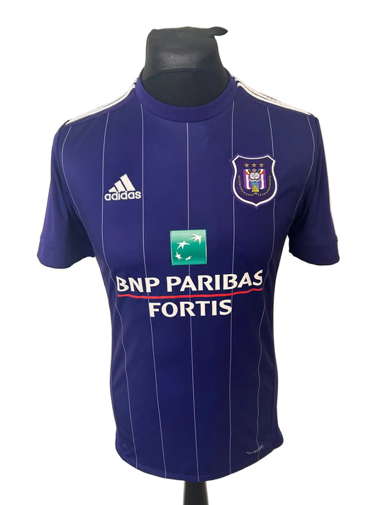 Anderlecht 2017-18 home football shirt, purple, small, Adidas, front