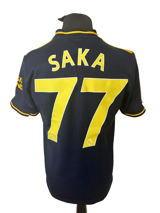 Arsenal 2019-20 third football shirt, navy, medium, Adidas, Bukayo Saka, back