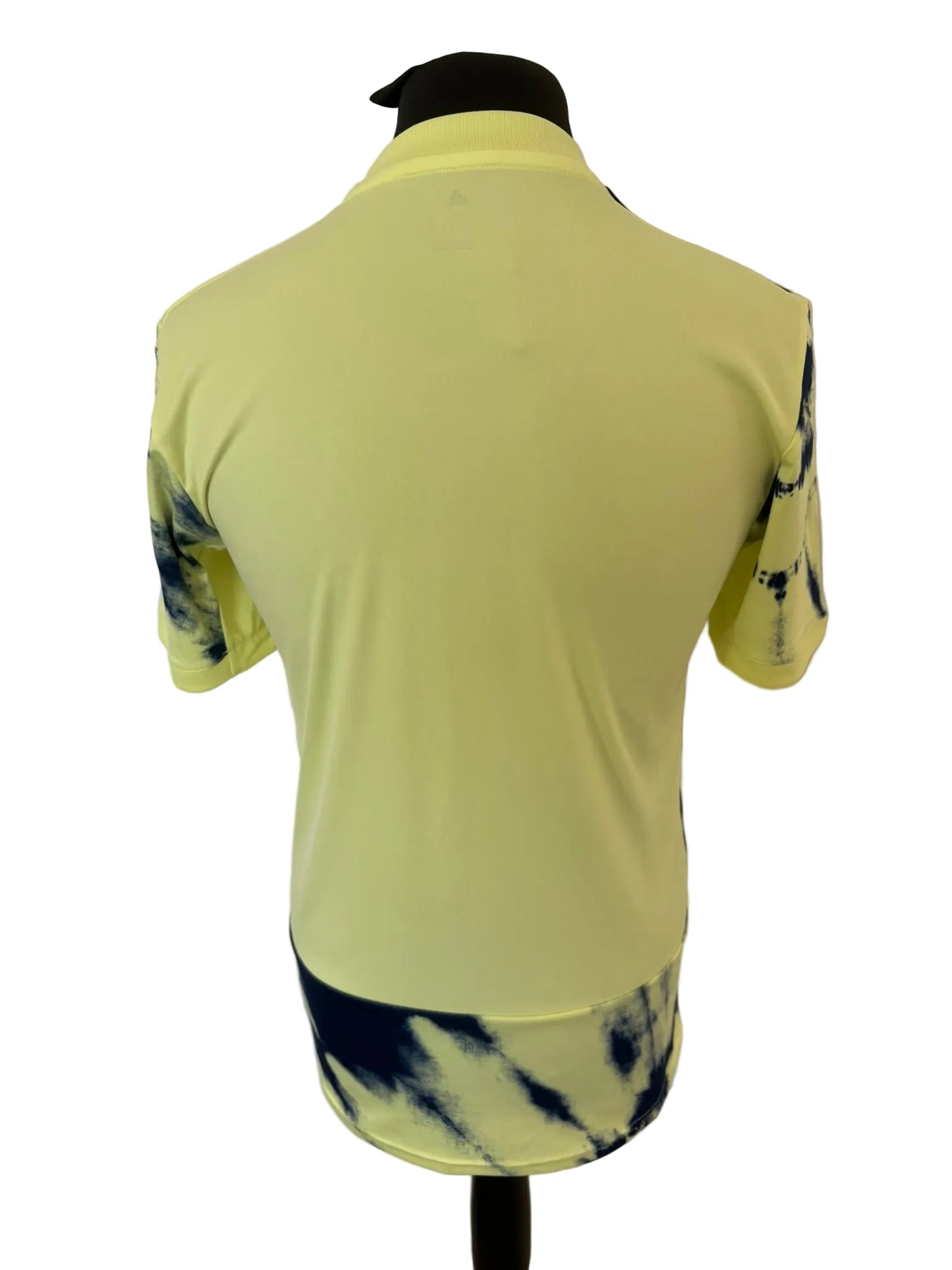 Leeds United 2022-23 away football shirt, yellow and navy, small, Adidas, back