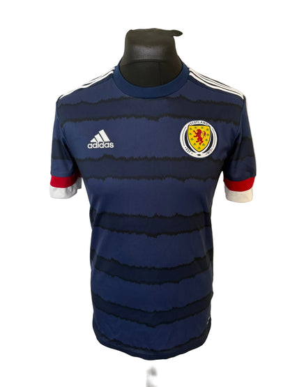 Scotland 2020-22 home football shirt, blue, navy, small, adidas, front