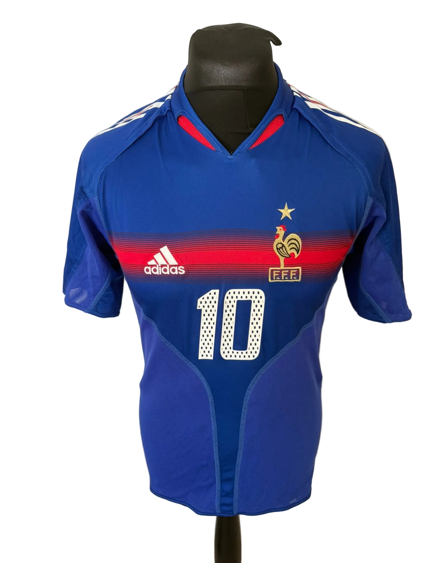 France 2004-06 home football shirt, blue, small, Adidas, Zinedine Zidane, front