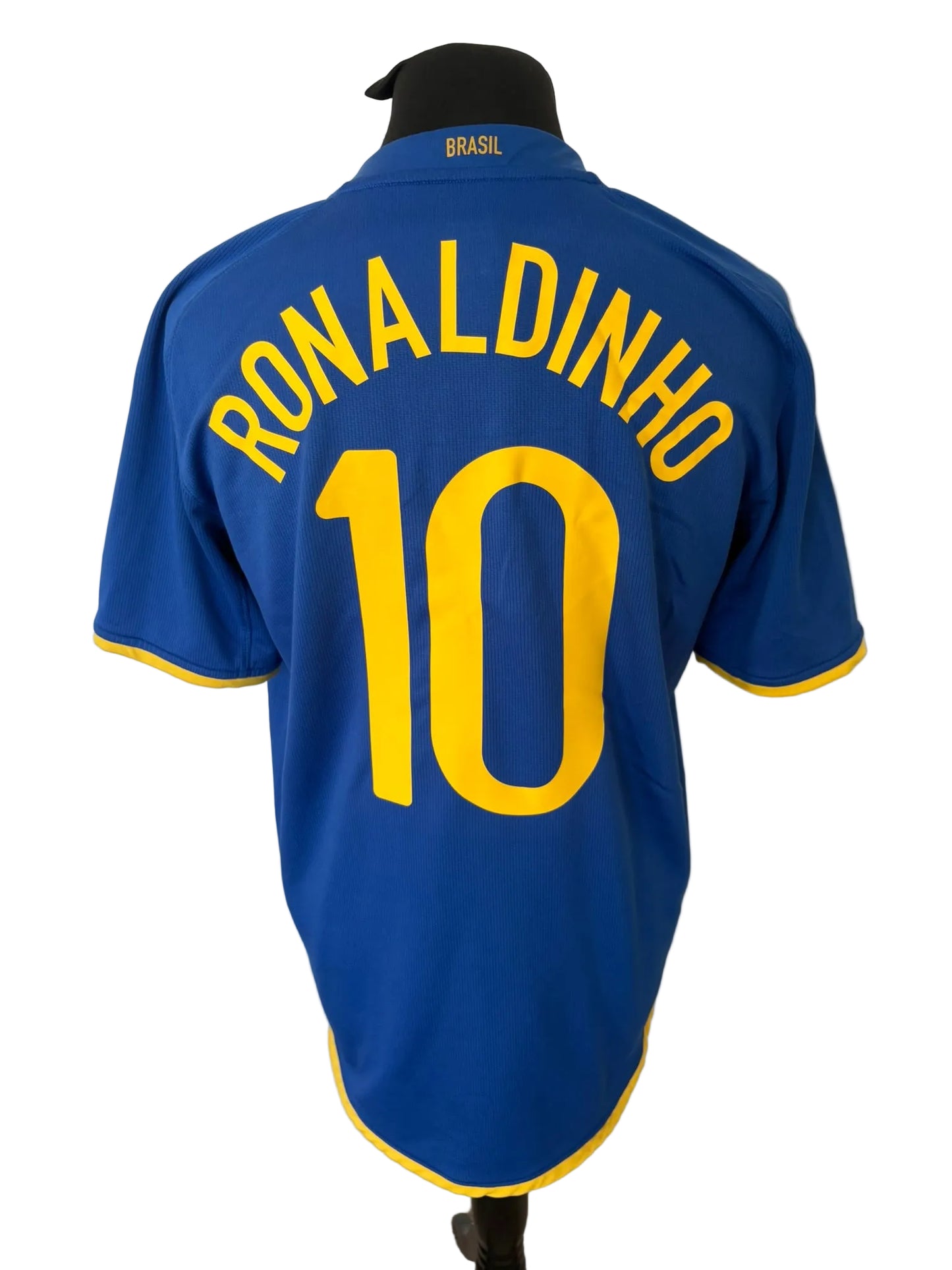 Brazil 2008-10 away football shirt, blue, Large, Nike, Ronaldinho, back