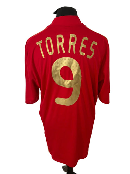 Spain 2007-09 home football shirt, red, Extra Large, XL, Adidas, Fernando Torres, back