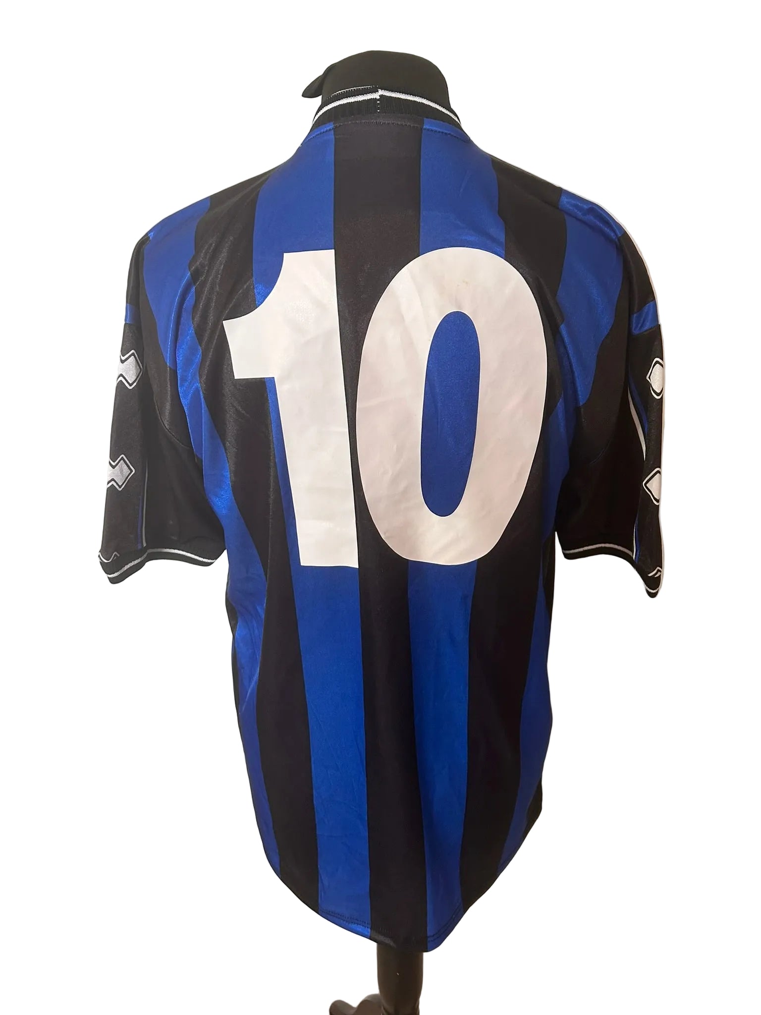 Middlesbrough 2001-02 away football shirt, blue and black, Large, Errea, back