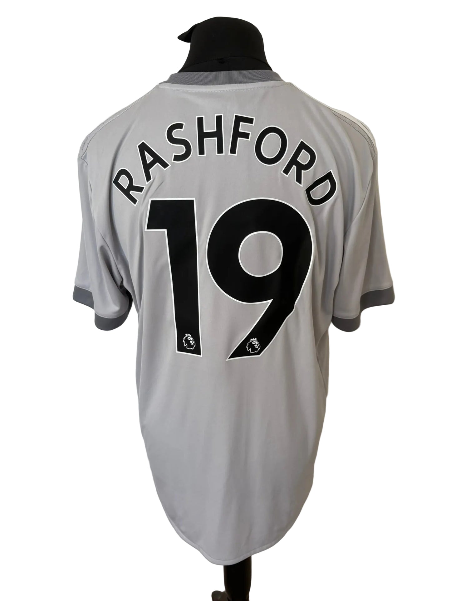 Manchester United 2017-18 third football shirt, grey, Extra Large, XL, Adidas, Marcus Rashford, back
