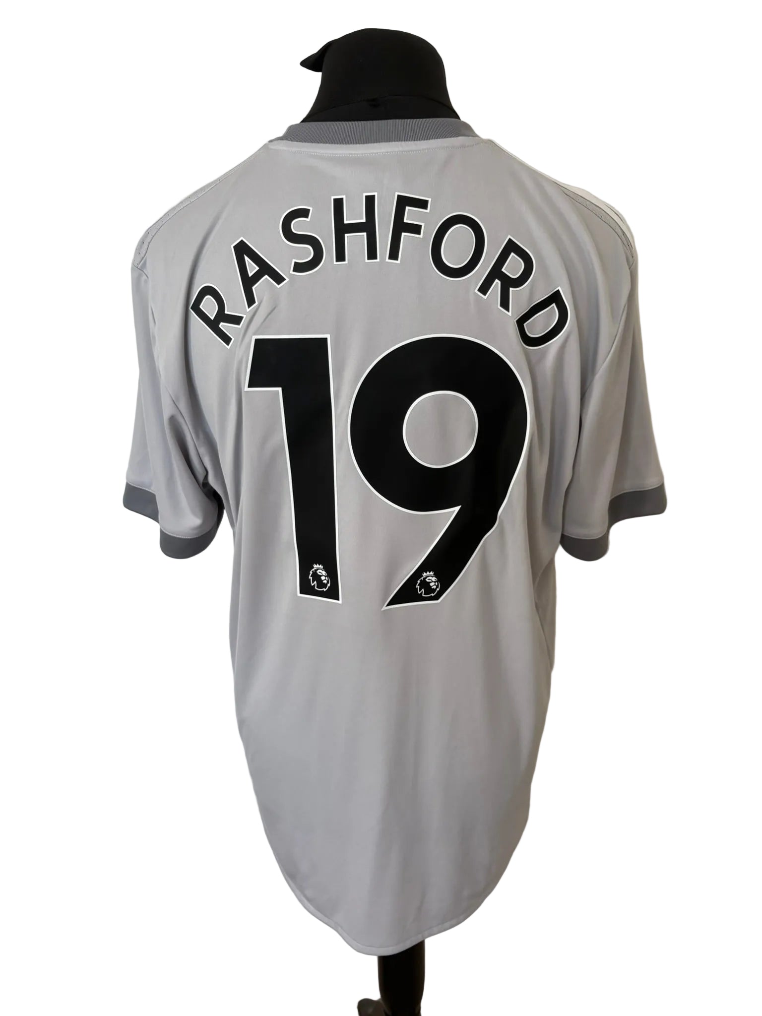 Manchester United 2017-18 third football shirt, grey, Extra Large, XL, Adidas, Marcus Rashford, back