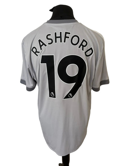 Manchester United 2017-18 third football shirt, grey, Extra Large, XL, Adidas, Marcus Rashford, back