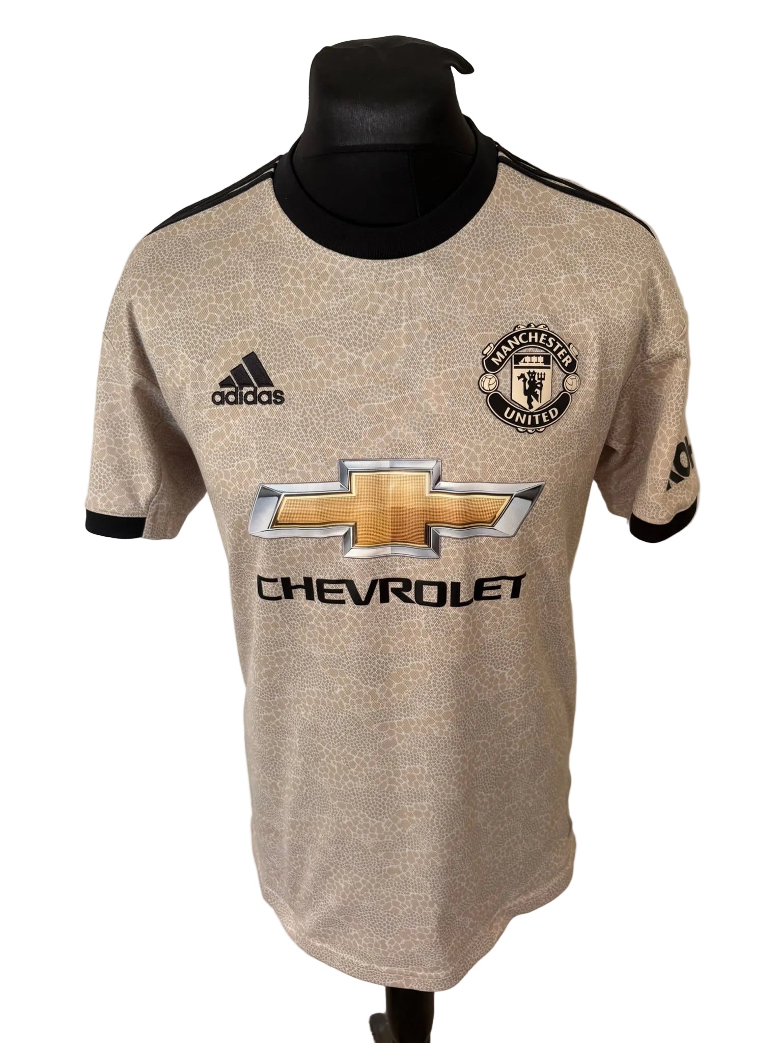 Manchester United 2019-20 away football shirt, beige, medium, Adidas, Bruno Fernandes, front