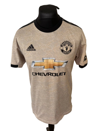 Manchester United 2019-20 away football shirt, beige, medium, Adidas, Bruno Fernandes, front