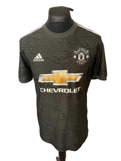 Manchester United 2020-21 away football shirt, black, medium, Adidas, Bruno Fernandes, front