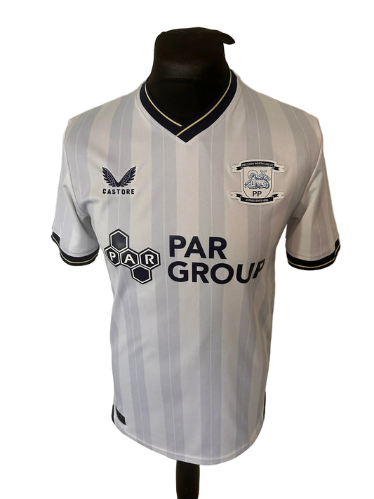 Preston North End 2023-24 home football shirt, white, small, Castore, front