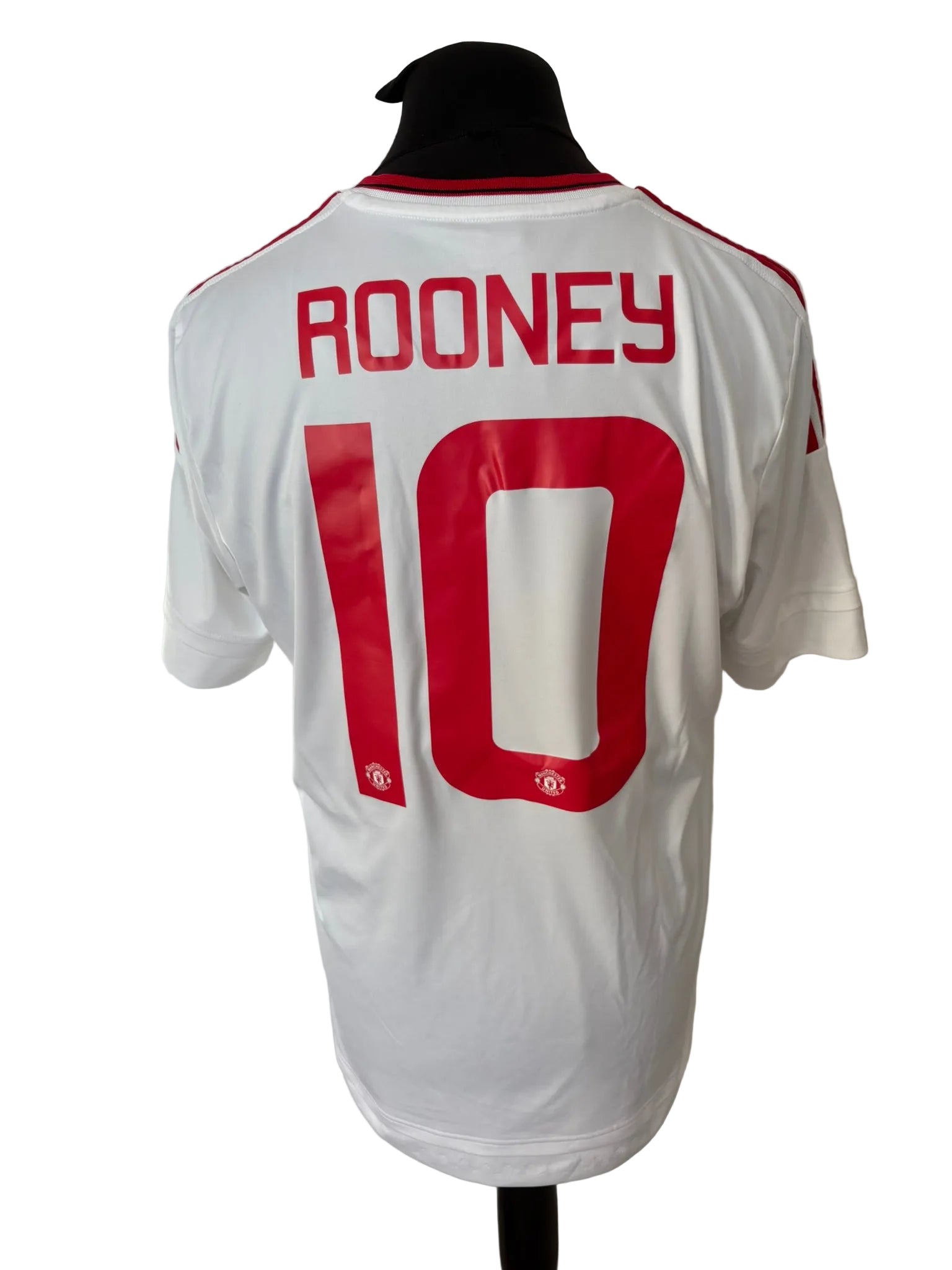 Manchester United 2015-16 away football shirt, white, Large, Adidas, Wayne Rooney, back