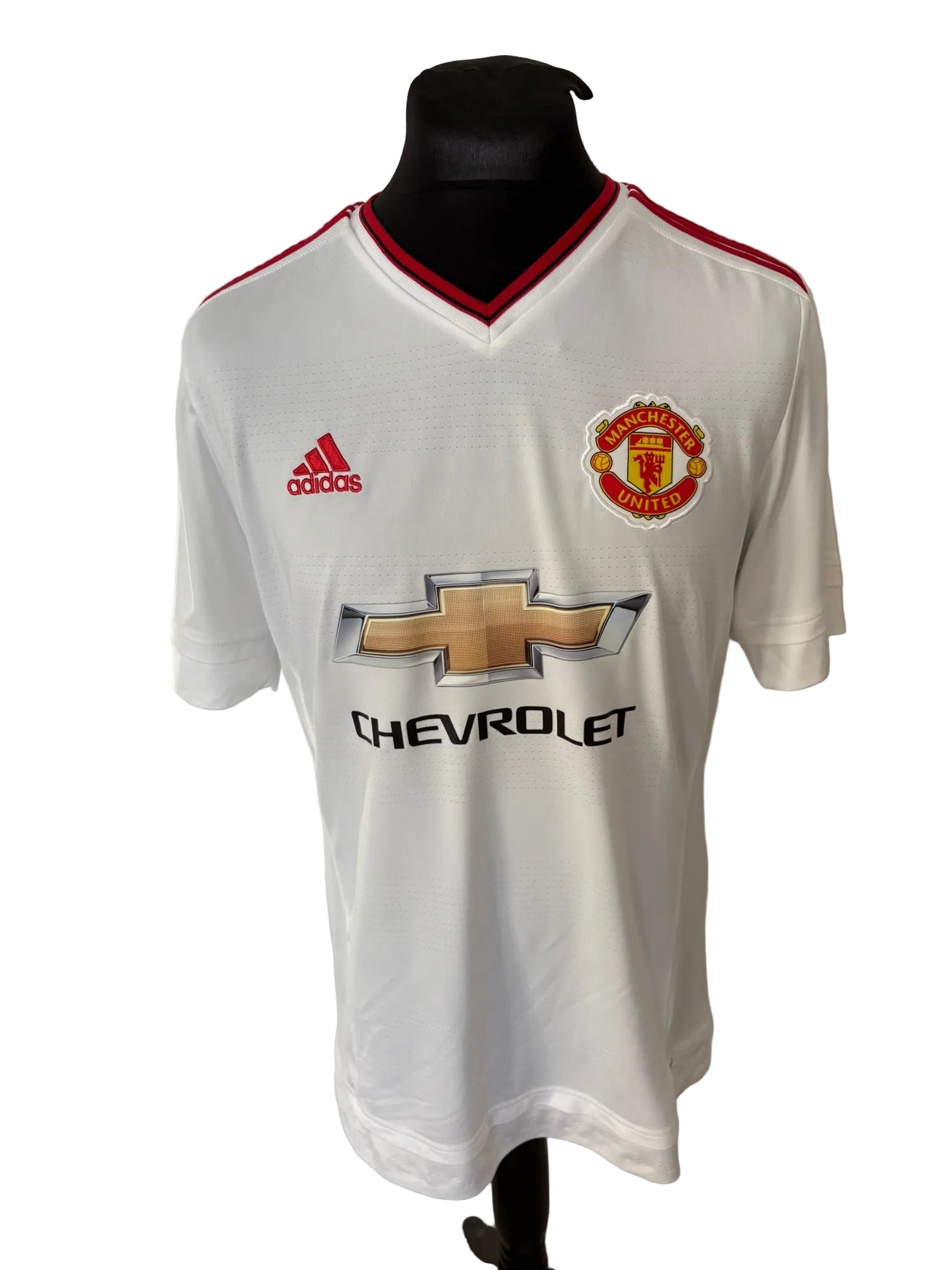 Manchester United 2015-16 away football shirt, white, Large, Adidas, Wayne Rooney, front