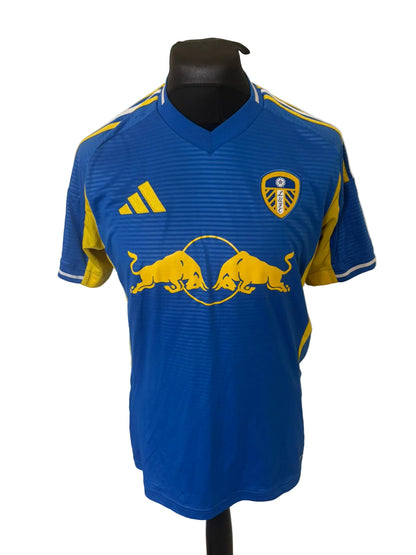 Leeds United 2025-26 away football shirt, blue, medium, Adidas, front