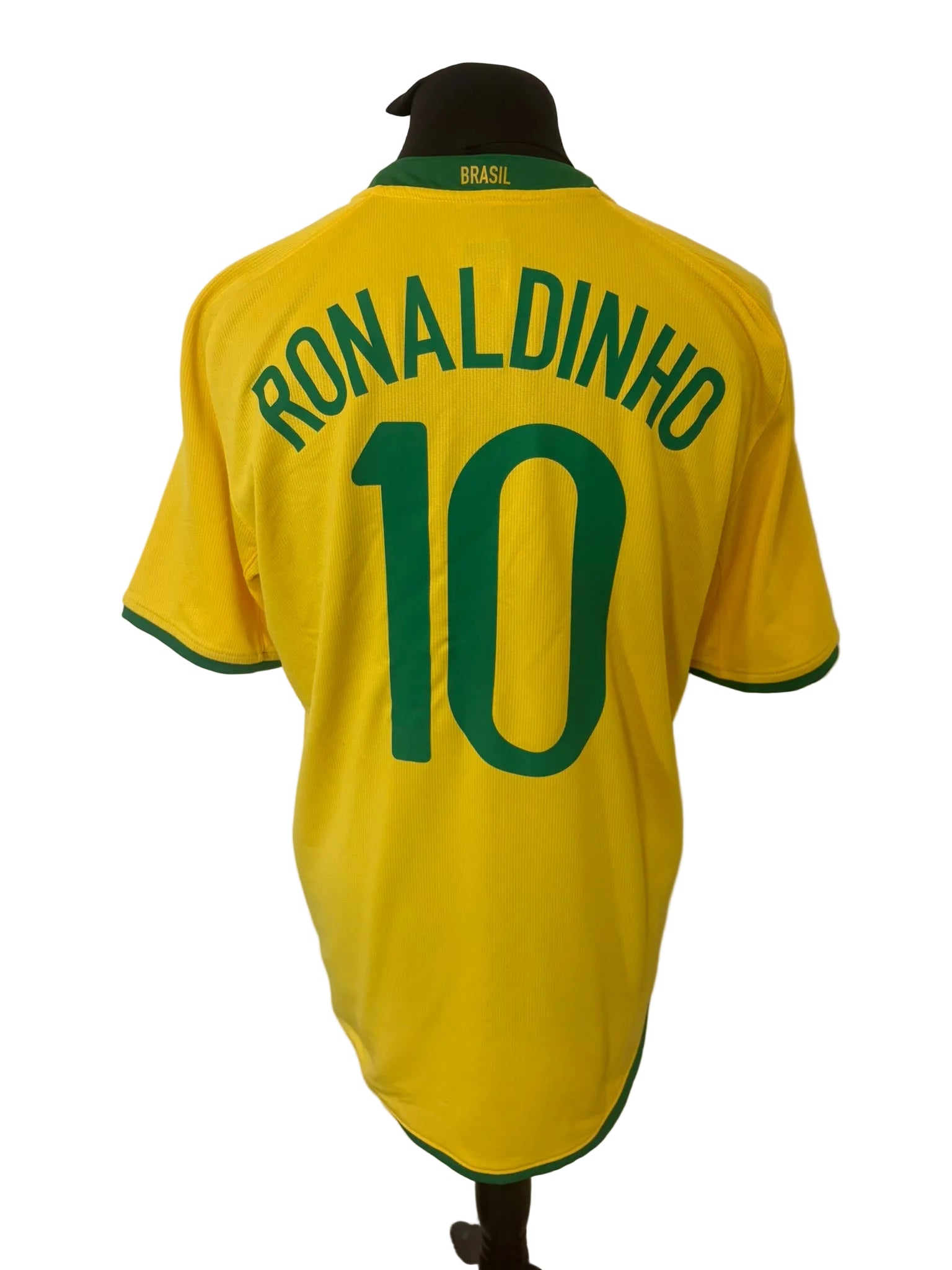 Brazil 2008-10 home football shirt, yellow, Large, Nike, Ronaldinho, back