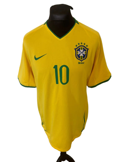 Brazil 2008-10 home football shirt, yellow, Large, Nike, Ronaldinho, front