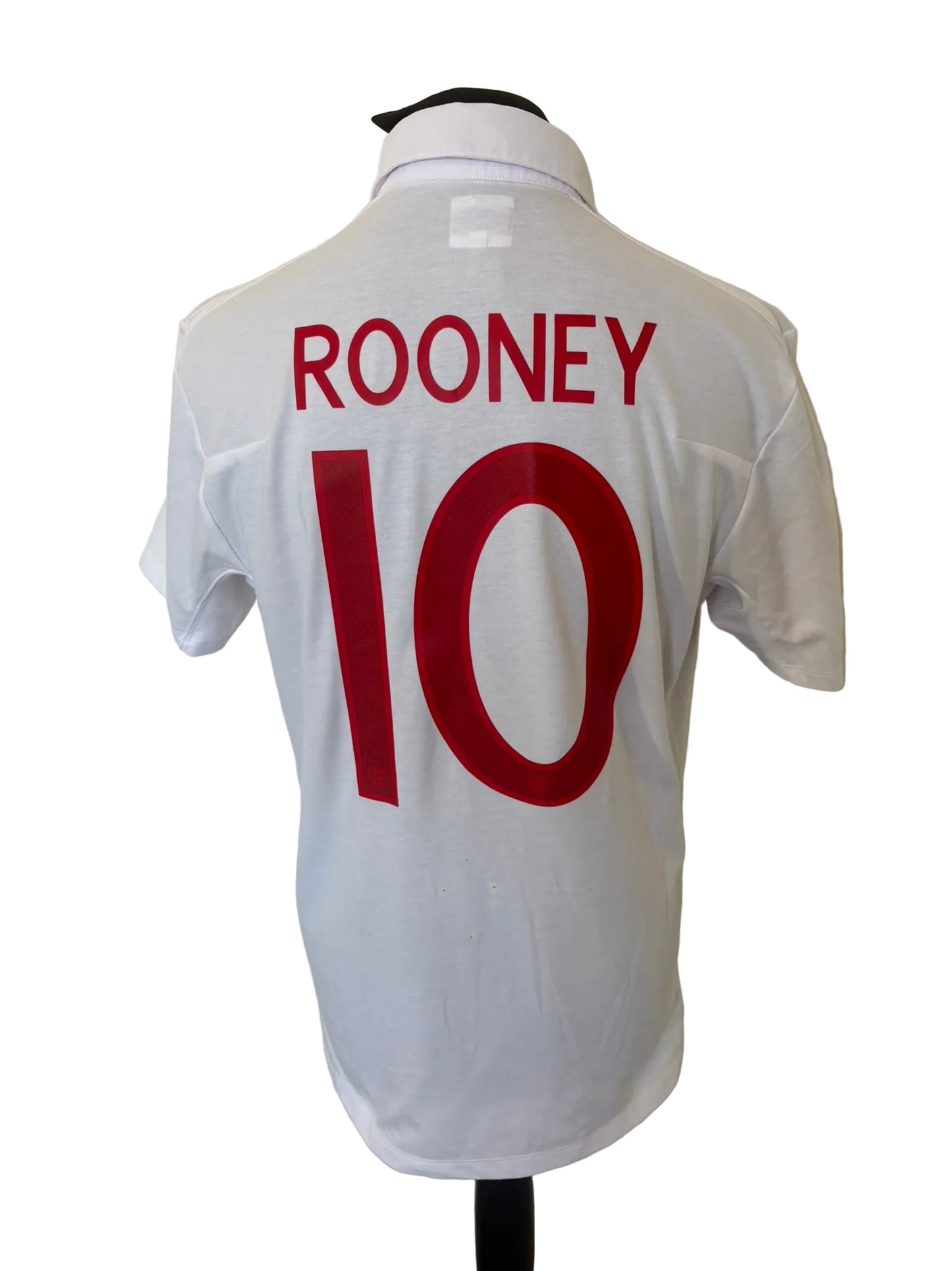 England 2009-10 home football shirt, white, Large, Umbro, Wayne Rooney, back