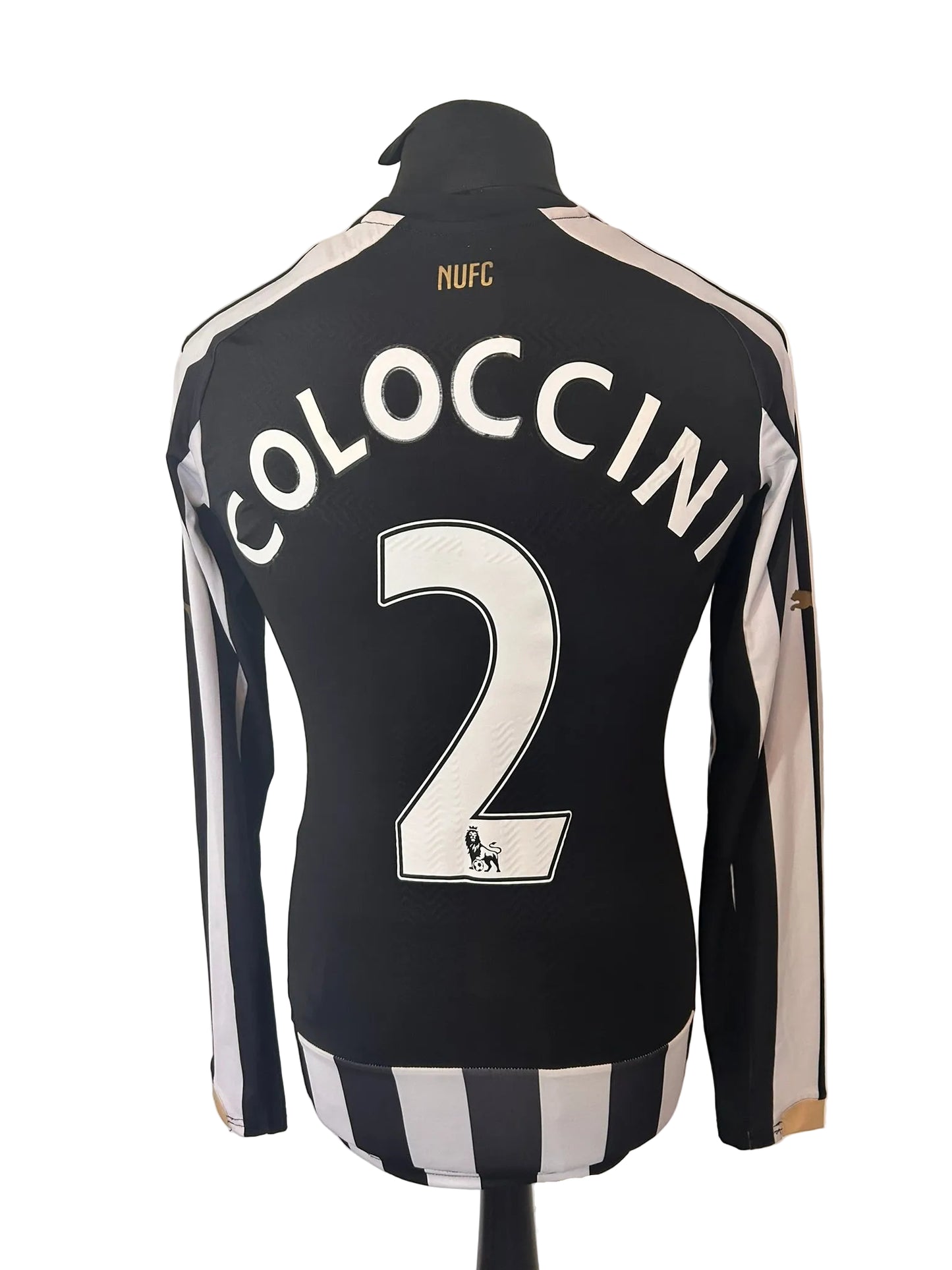 Newcastle United 2014-15 home football shirt, black and white, medium, Puma, Fabricio Coloccini, back