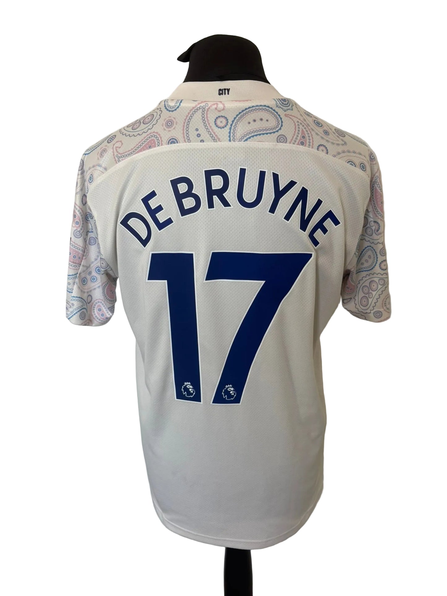 Manchester City 2020-21 third football shirt, white, Large, Puma, Kevin De Bruyne, back