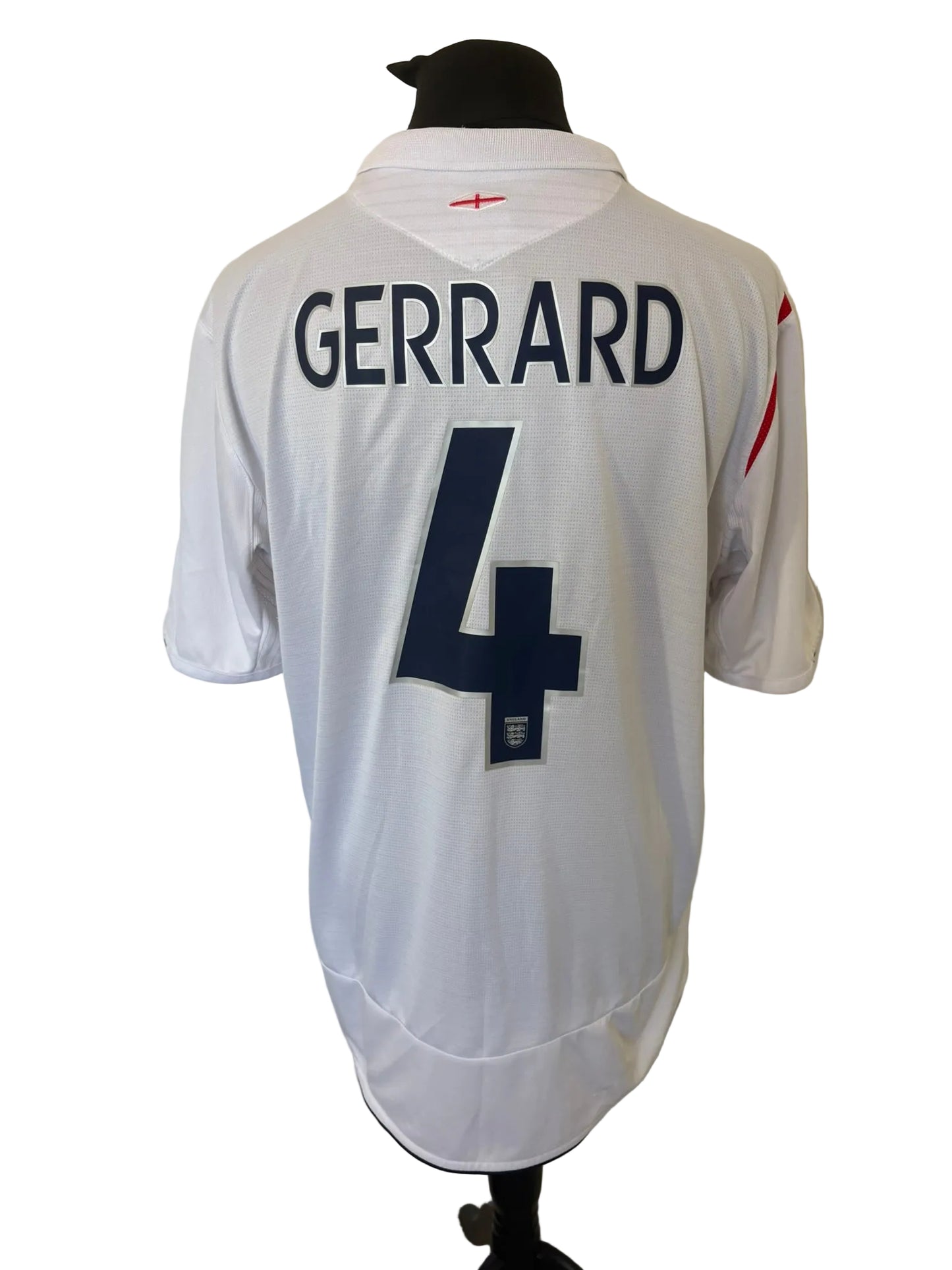 England 2005-07 home football shirt, white, 2XL, XXL, Umbro, Steven Gerrard, back