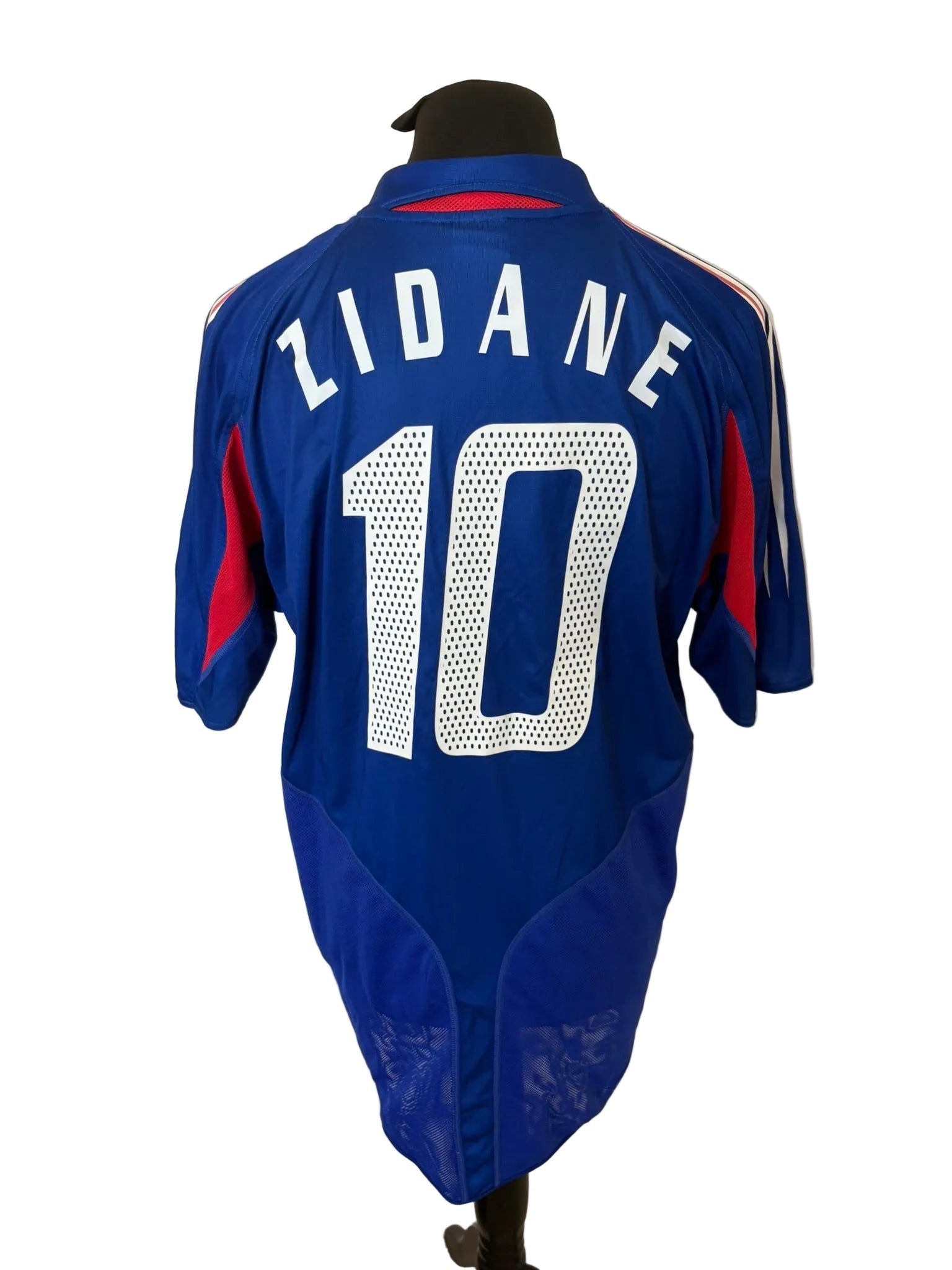 France 2004-06 home football shirt, blue, Large, Adidas, Zinedine Zidane, back