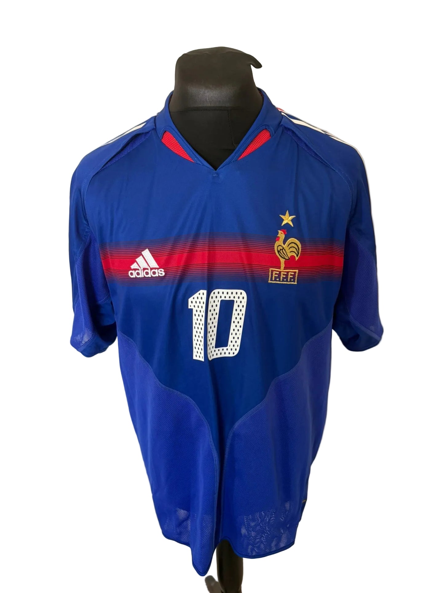 France 2004-06 home football shirt, blue, Large, Adidas, Zinedine Zidane, front