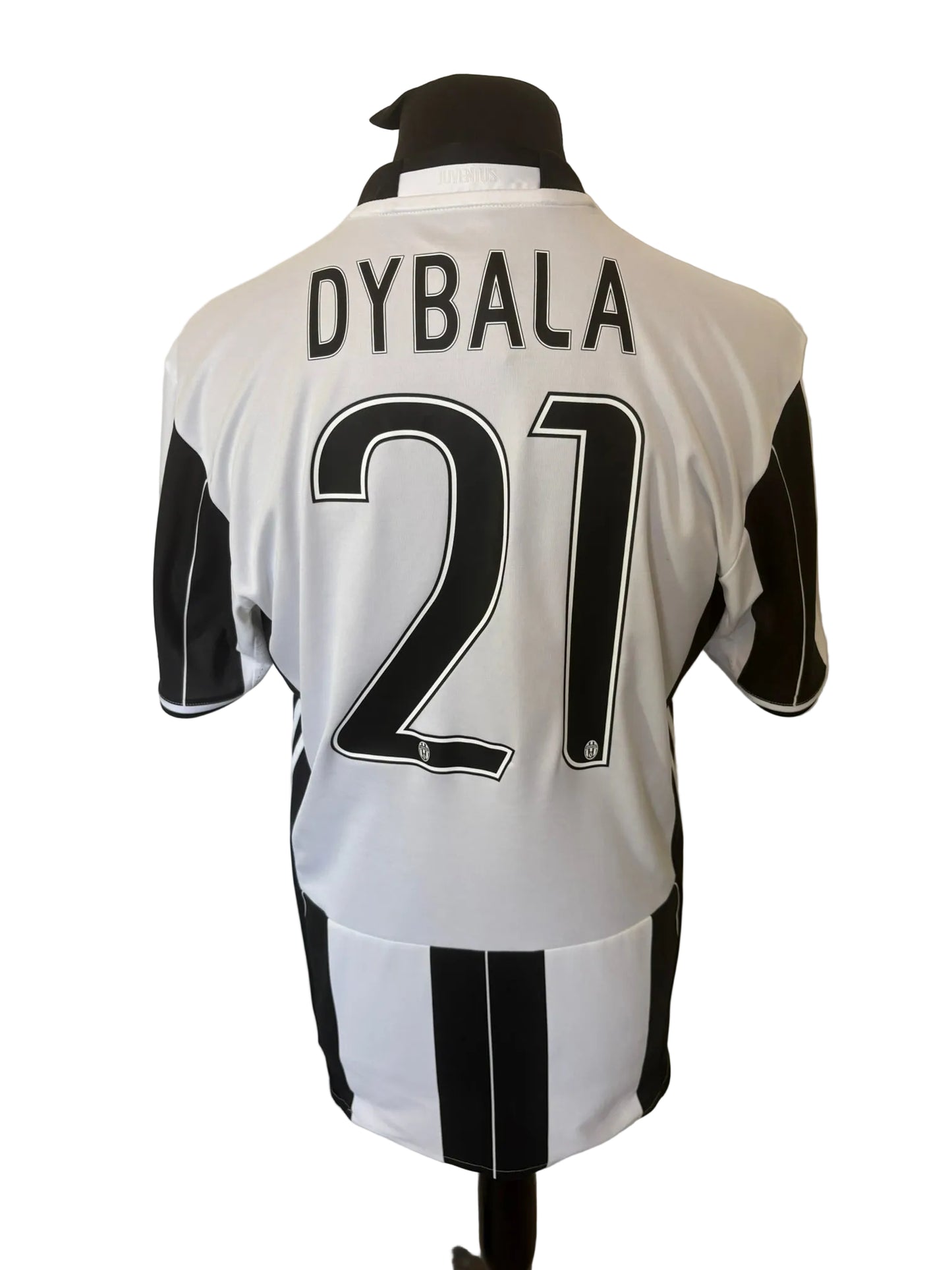 Juventus 2016-17 home football shirt, black and white, Large, Adidas, Paulo Dybala, back