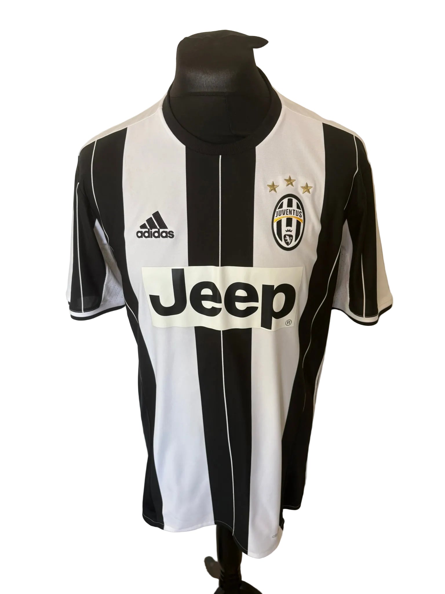 Juventus 2016-17 home football shirt, black and white, Large, Adidas, Paulo Dybala, front