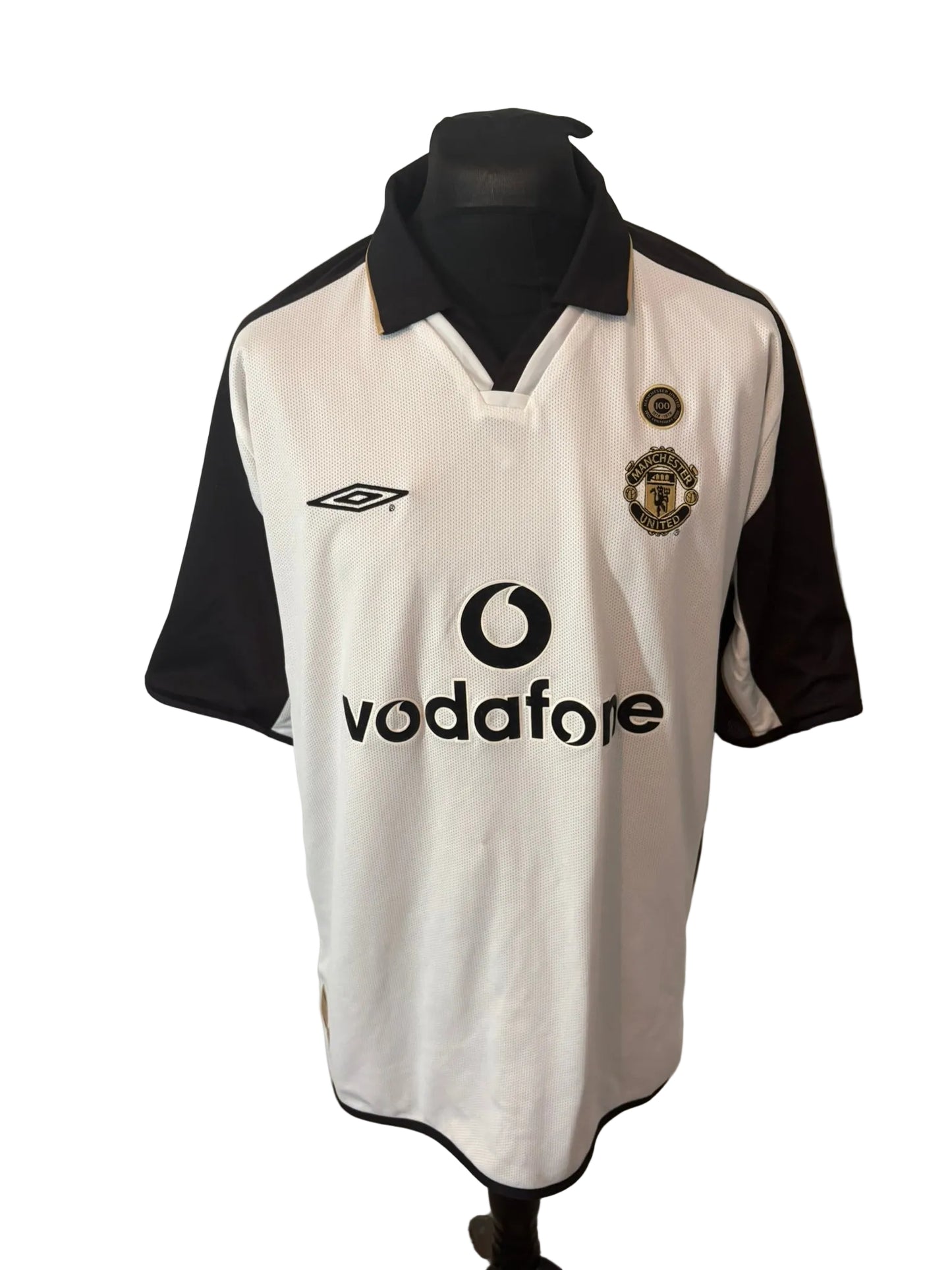 Manchester United 2001-02 away football shirt, white, XXL, Umbro, David Beckham, front