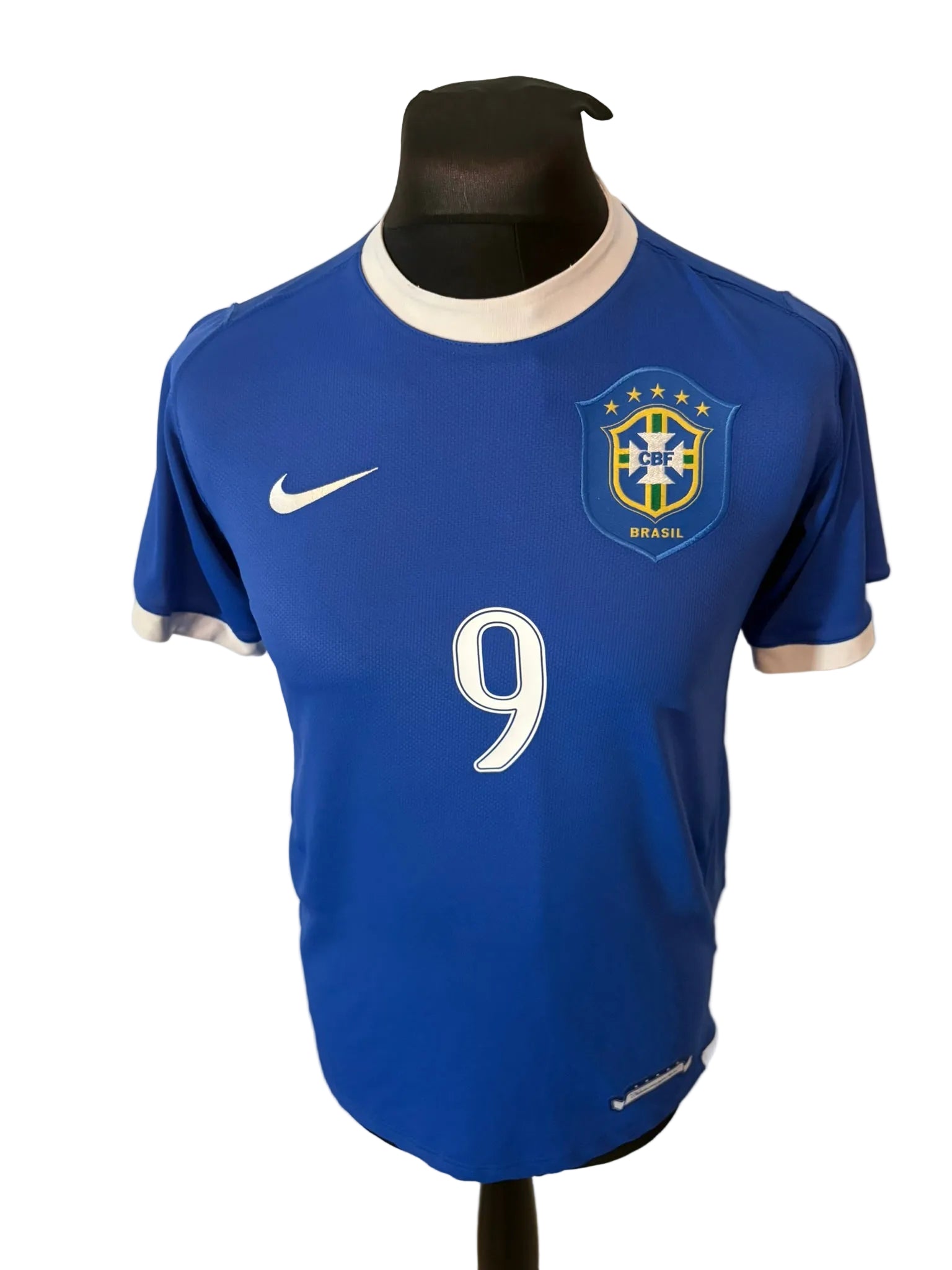 Brazil 2006-07 away football shirt, blue, small, Nike, Ronaldo, front