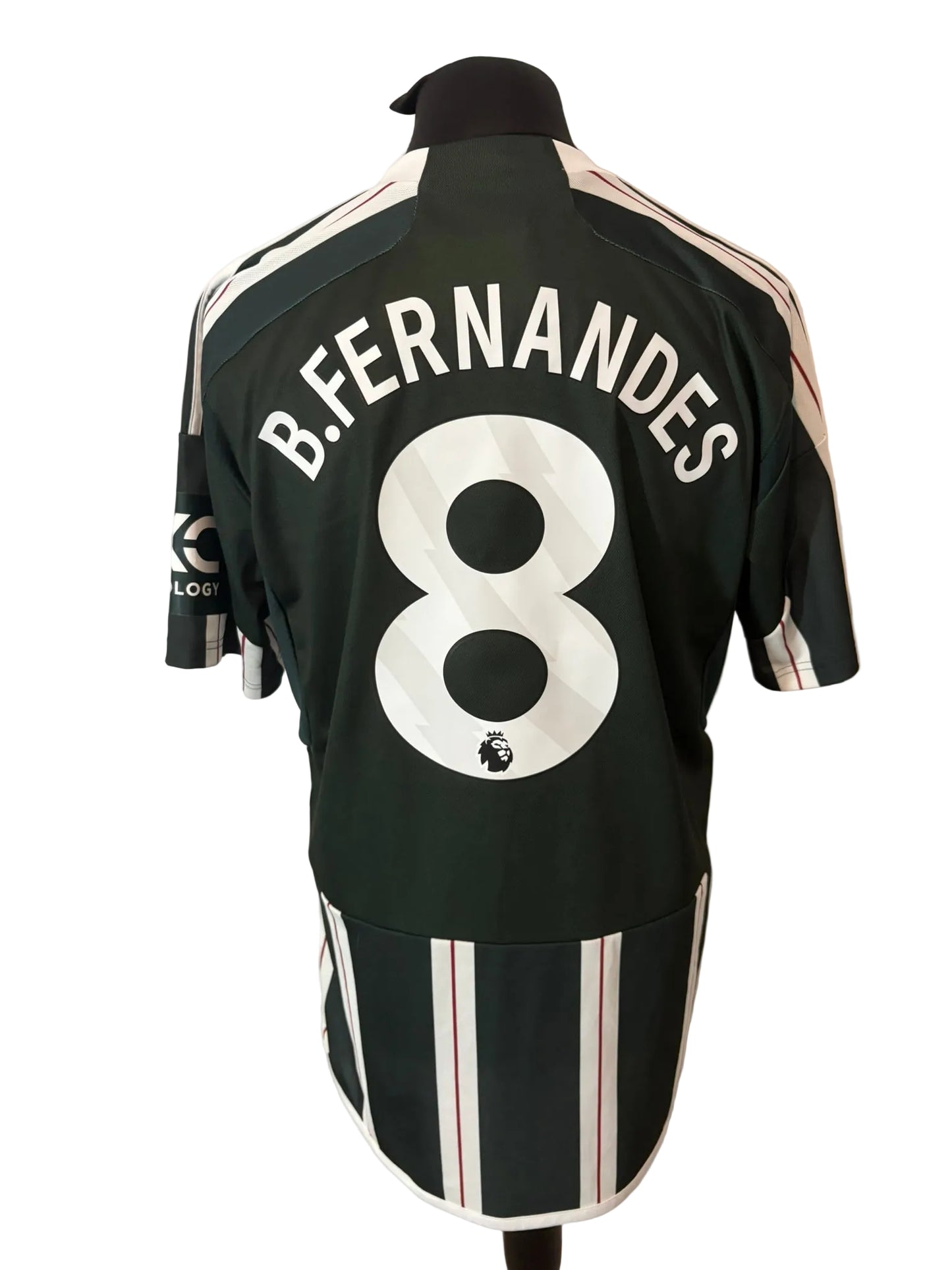 Manchester United 2023-24 away football shirt, green, Extra Large, XL, Adidas, Bruno Fernandes, back