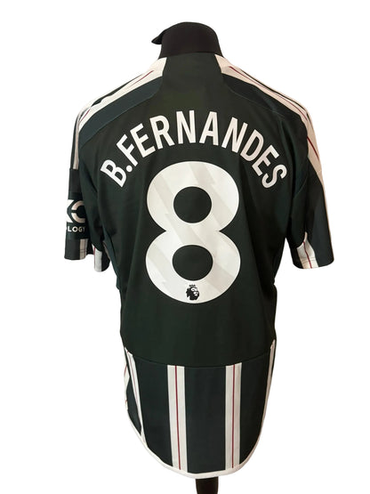 Manchester United 2023-24 away football shirt, green, Extra Large, XL, Adidas, Bruno Fernandes, back
