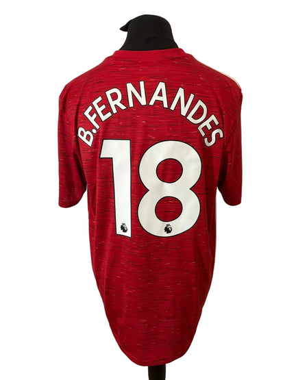 Manchester United 2020-21 home football shirt, red, Extra Large, XL, Adidas, Bruno Fernandes, back