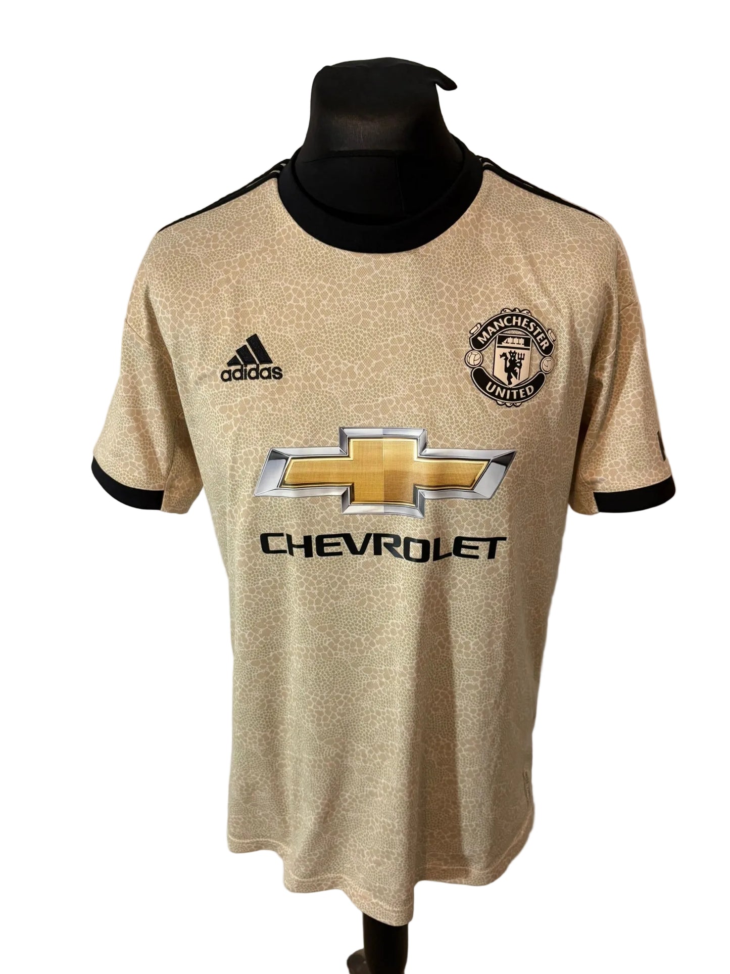 Manchester United 2019-20 away football shirt, beige, Large, Adidas, Marcus Rashford, front