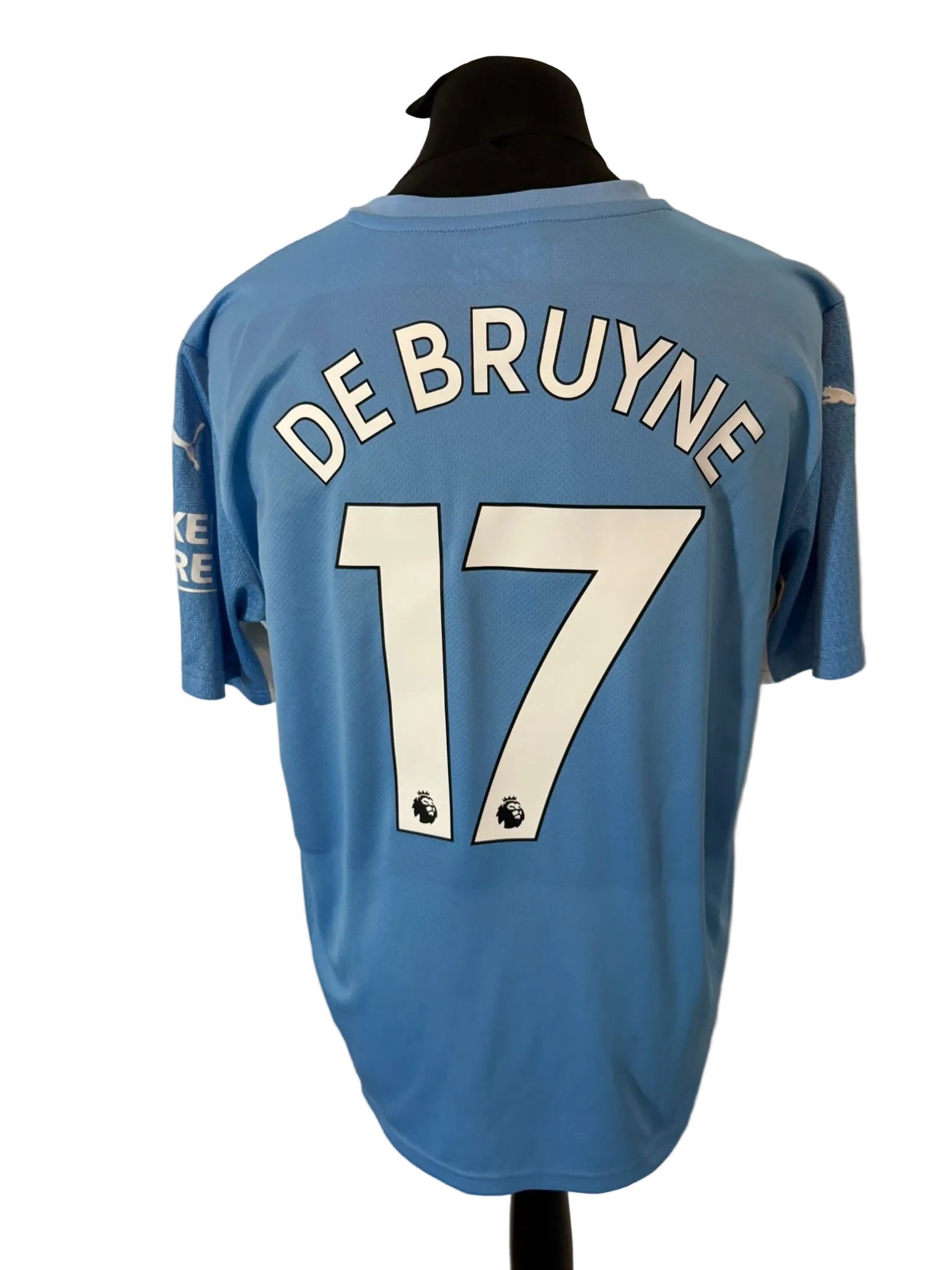Manchester City 2021-22 home football shirt, blue, Extra Large, XL, Puma, Kevin De Bruyne, back