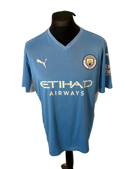 Manchester City 2021-22 home football shirt, blue, Extra Large, XL, Puma, Kevin De Bruyne, front