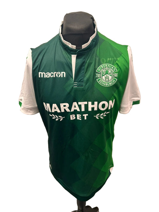 Hibernian 2018-19 home football shirt, green, Large, Macron, front