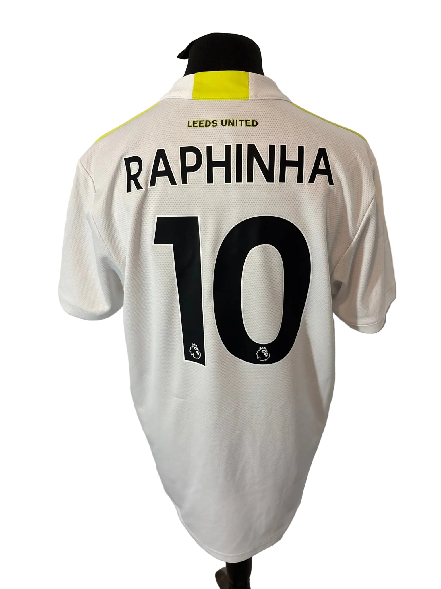 Leeds United 2021-22 home football shirt, white, Extra Large, XL, Adidas, Raphinha, back