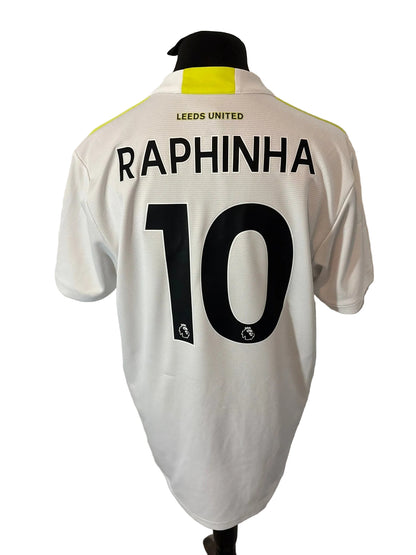 Leeds United 2021-22 home football shirt, white, Extra Large, XL, Adidas, Raphinha, back