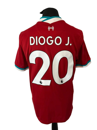 Liverpool 2020-21 home football shirt, red, Large, Nike, Diogo Jota, back