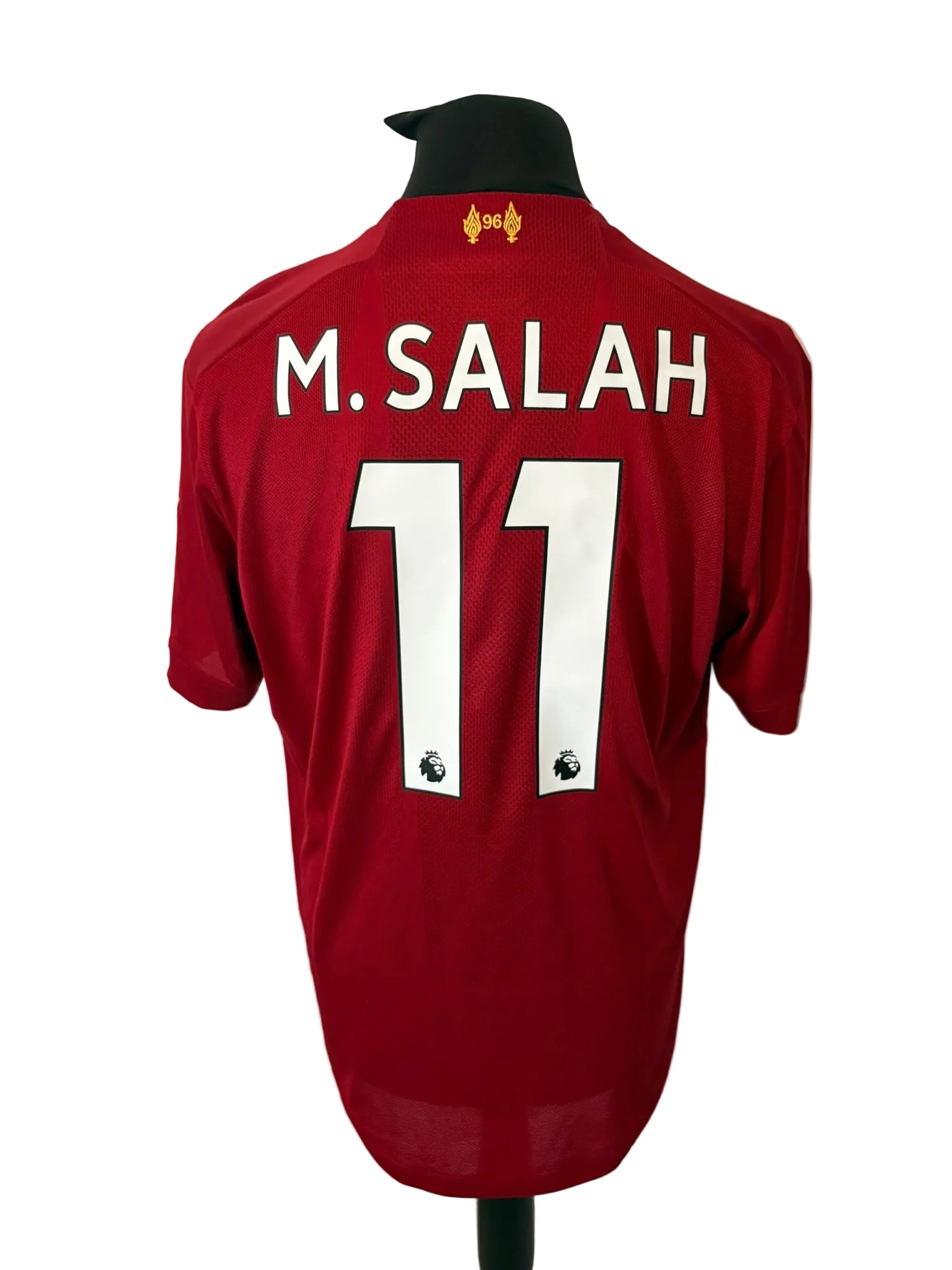 Liverpool 2019-20 home football shirt, red, Large, New Balance, Mohamed Salah, back
